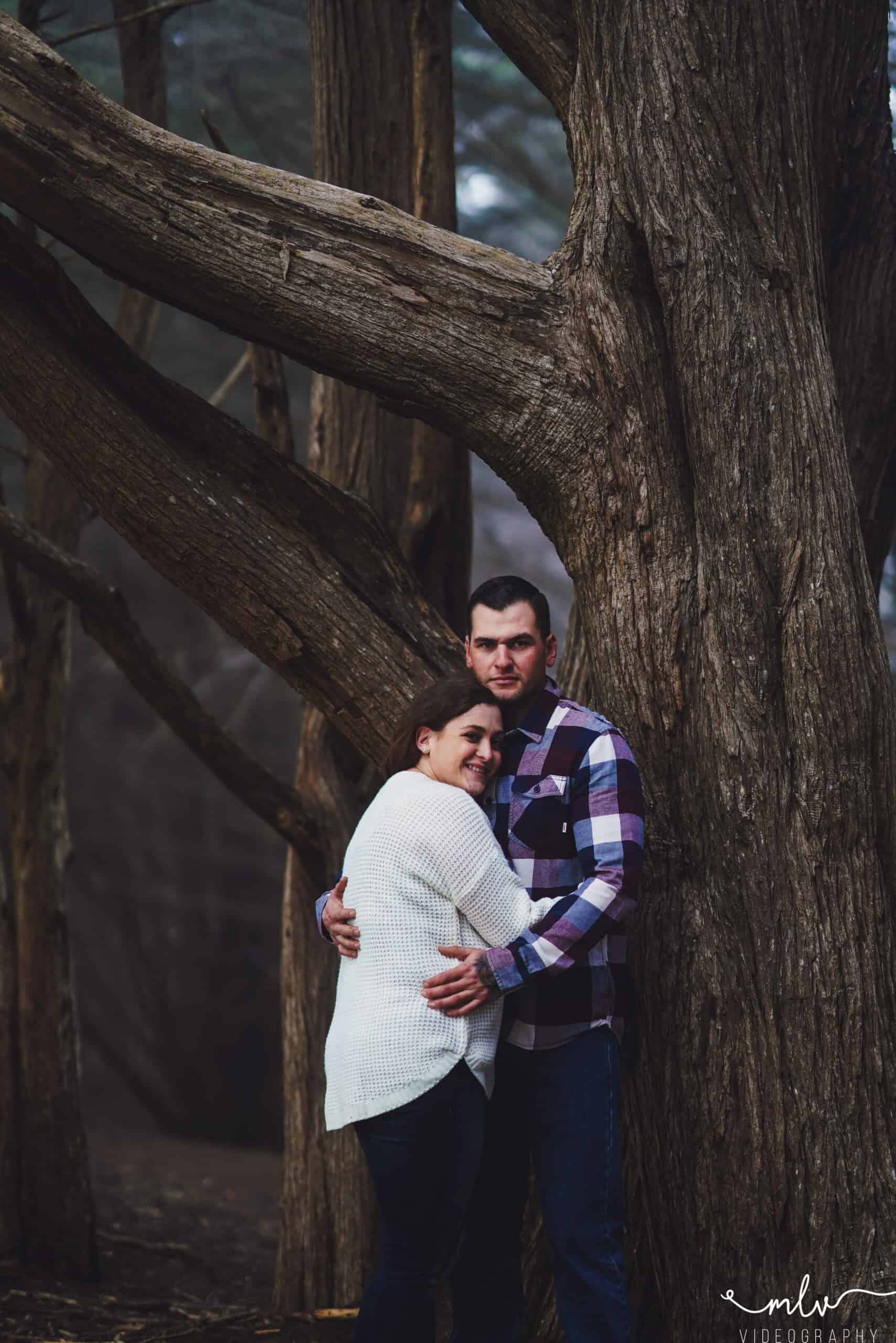 Engagement photography in Half Moon Bay California Seal Cove Cypress Tree Tunnel