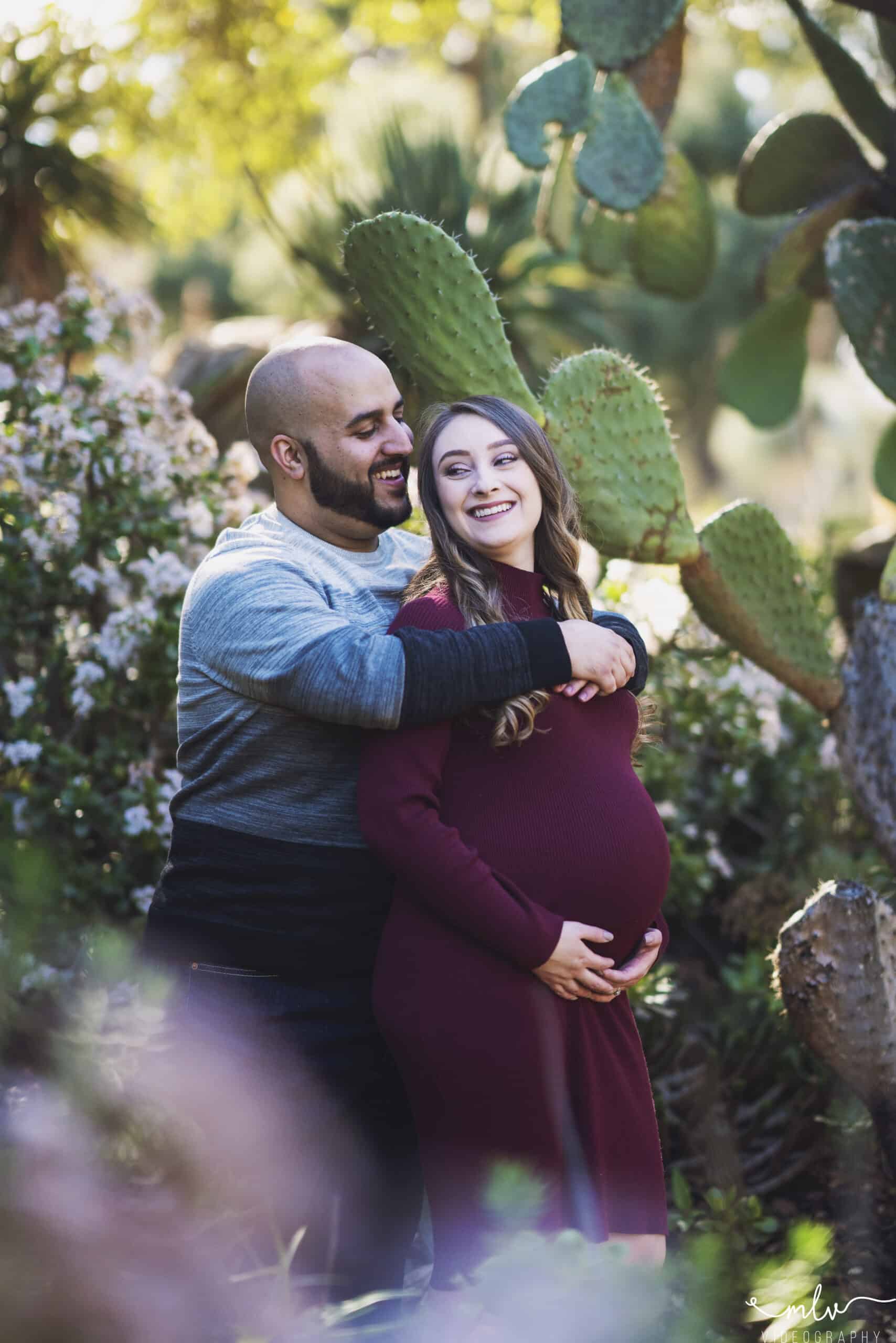 Maternity photography at Arizona Cactus Garden in Stanford University Campus